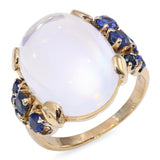 Vintage 18k Yellow Gold 12.65tcw Moonstone and Sapphire Ring