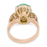 Vintage 14K Yellow Gold Green Jade Cabochon Statement Ring