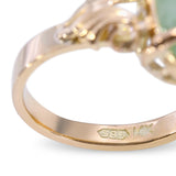 Vintage 14K Yellow Gold Green Jade Cabochon Statement Ring