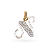 Vintage 14k Yellow Gold 0.30tcw Diamond Monogram N Letter Pendant