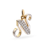 Vintage 14k Yellow Gold 0.30tcw Diamond Monogram N Letter Pendant