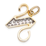 Vintage 14k Yellow Gold 0.30tcw Diamond Monogram N Letter Pendant
