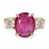 Vintage 14k Yellow Gold 3.15ct Ruby and Diamond Ring