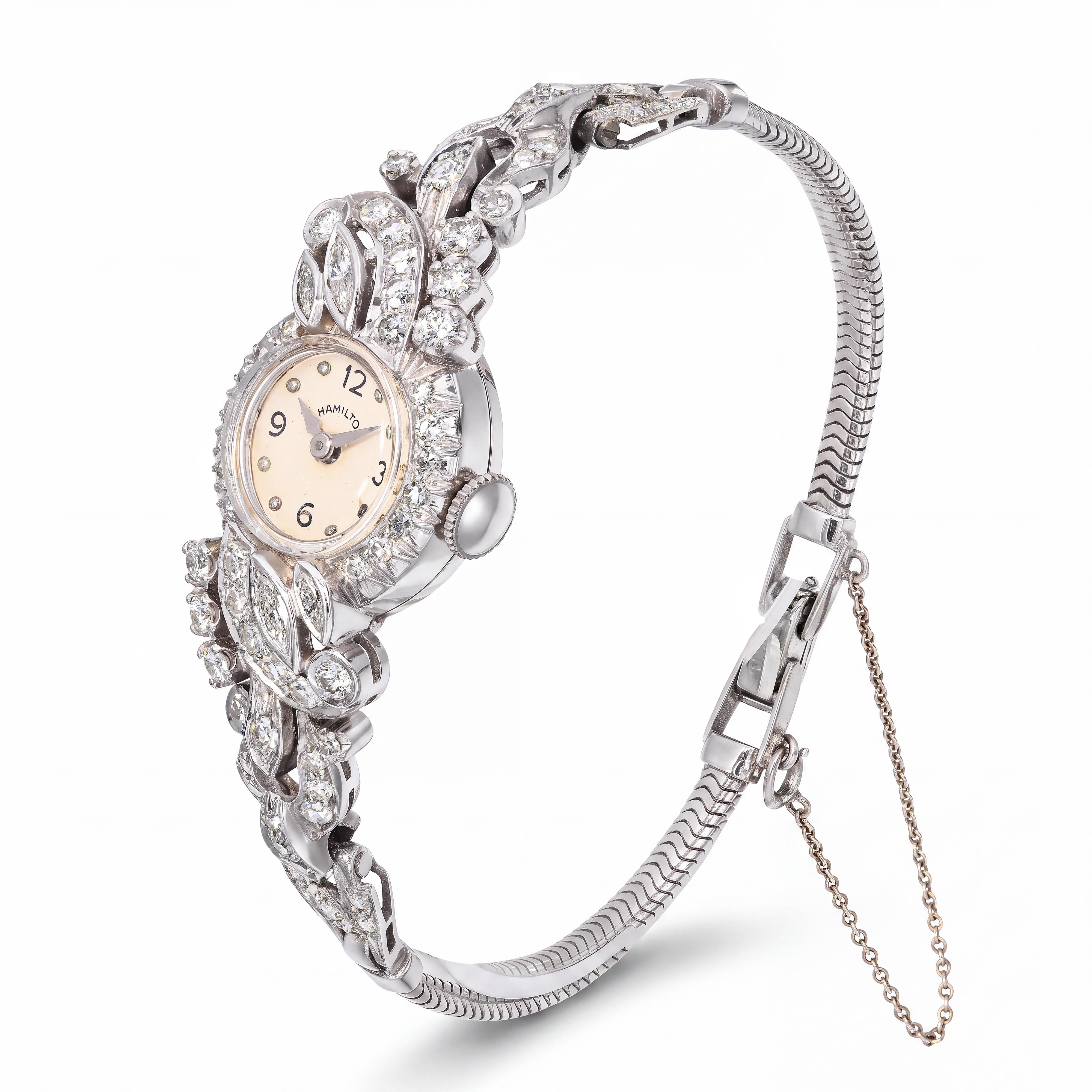 Vintage Hamilton Platinum and White Gold Diamond Women’s 16mm Watch