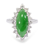 GIA 14k White Gold 1.70ct Type A Burmese Jade and Diamond Ring