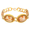 Antique Victorian Yellow Gold Carved Shell Cameo Cherub Panels Bracelet