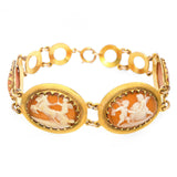Antique Victorian Yellow Gold Carved Shell Cameo Cherub Panels Bracelet