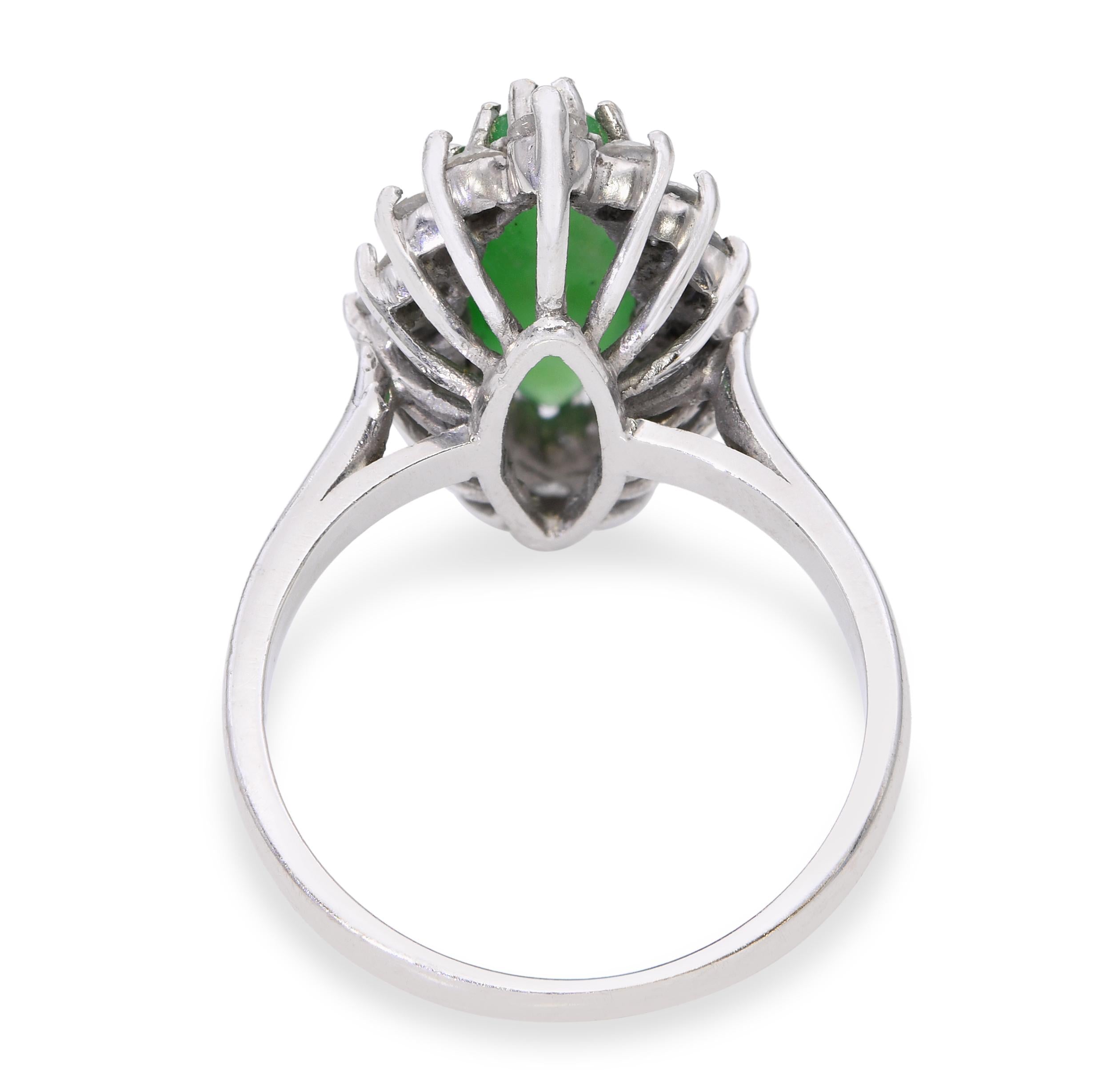 GIA 14k White Gold 1.70ct Type A Burmese Jade and Diamond Ring
