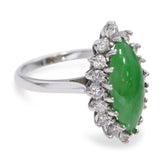 GIA 14k White Gold 1.70ct Type A Burmese Jade and Diamond Ring