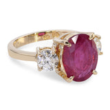 Vintage 14k Yellow Gold 3.15ct Ruby and Diamond Ring