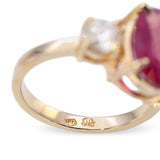Vintage 14k Yellow Gold 3.15ct Ruby and Diamond Ring