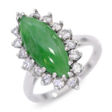 GIA 14k White Gold 1.70ct Type A Burmese Jade and Diamond Ring