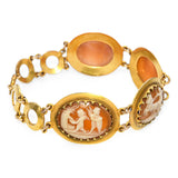 Antique Victorian Yellow Gold Carved Shell Cameo Cherub Panels Bracelet