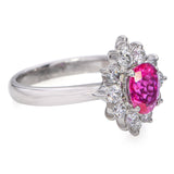 Vintage Platinum 0.92ct Pink Sapphire and 0.47tcw Diamond Halo Ring
