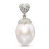 18k White Gold Elongated South Sea Pearl & Diamond Pendant