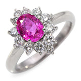 Vintage Platinum 0.92ct Pink Sapphire and 0.47tcw Diamond Halo Ring