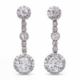 Victorian Platinum & 3.40ctw GIA Diamond Drop Earrings