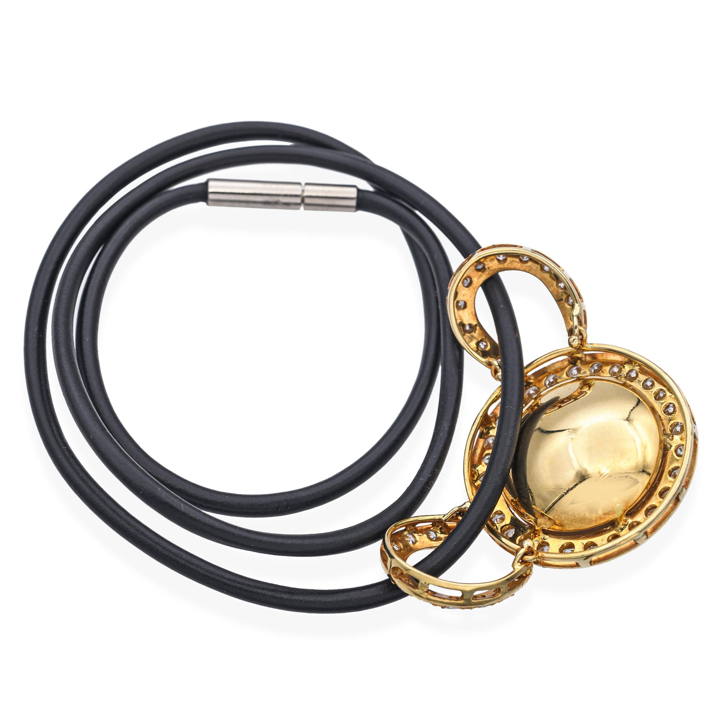 Estate Mabe Pearl & 1.08tcw Diamond 18k Yellow Gold Pendant Cord Necklace