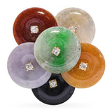 Vintage 14k Yellow Gold Jadeite Jade and Diamond Disk Ring