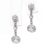 Victorian Platinum & 3.40ctw GIA Diamond Drop Earrings