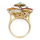 Vintage 14k Yellow Gold Jadeite Jade and Diamond Disk Ring