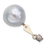 Vintage GIA Certified 14k White Gold Diamond and Cultured Akoya Pearl Pendant