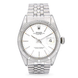 Vintage 1970 Rolex Oyster Perpetual Date Engine Turned White Dial Watch Ref 1501