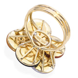 Vintage 14k Yellow Gold Jadeite Jade and Diamond Disk Ring