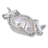 Vintage 18k White Gold Diamond Baroque Pearl Pendant Slider