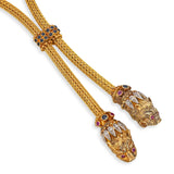 Vintage Ilias Lalaounis 18k Yellow Gold Lion Head Lariat Necklace