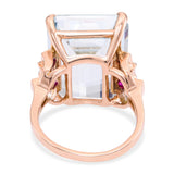 Vintage 14k Rose Gold 17.8ct Aquamarine Diamond and Ruby Ring