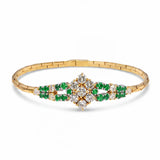 Vintage Italian 18k Yellow Gold Emerald & Diamond Bracelet