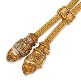 Vintage Ilias Lalaounis 18k Yellow Gold Lion Head Lariat Necklace