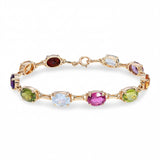 Vintage 14k Yellow Gold Multi Gemstone Link Bracelet