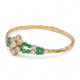 Vintage Italian 18k Yellow Gold Emerald & Diamond Bracelet