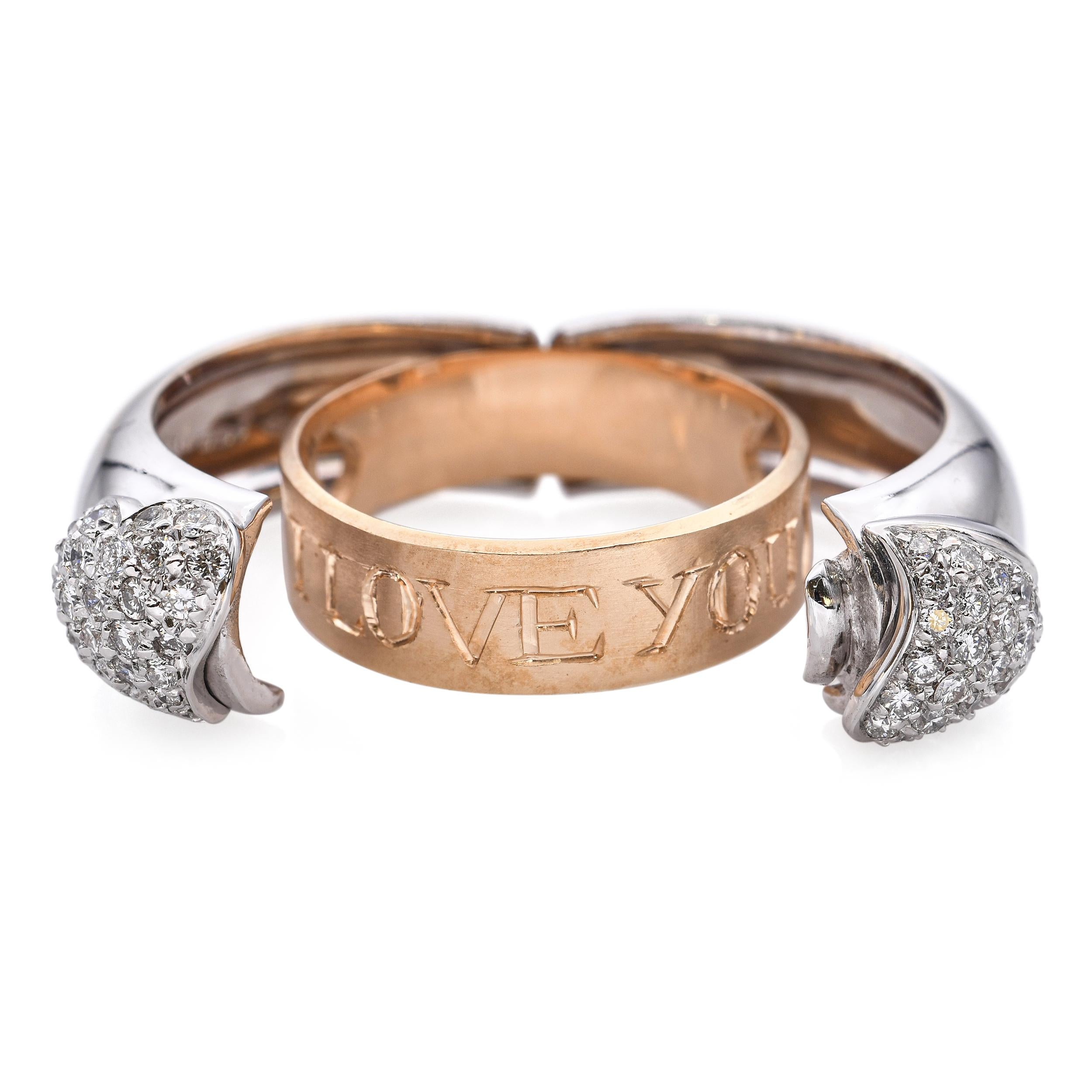 18k Rose and White Gold Diamond I Love You Ring
