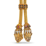 Vintage Ilias Lalaounis 18k Yellow Gold Lion Head Lariat Necklace