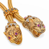 Vintage Ilias Lalaounis 18k Yellow Gold Lion Head Lariat Necklace