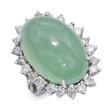 Vintage GIA White Gold 18.35ct Type A Jadeite Jade & Diamond Halo Cocktail Ring