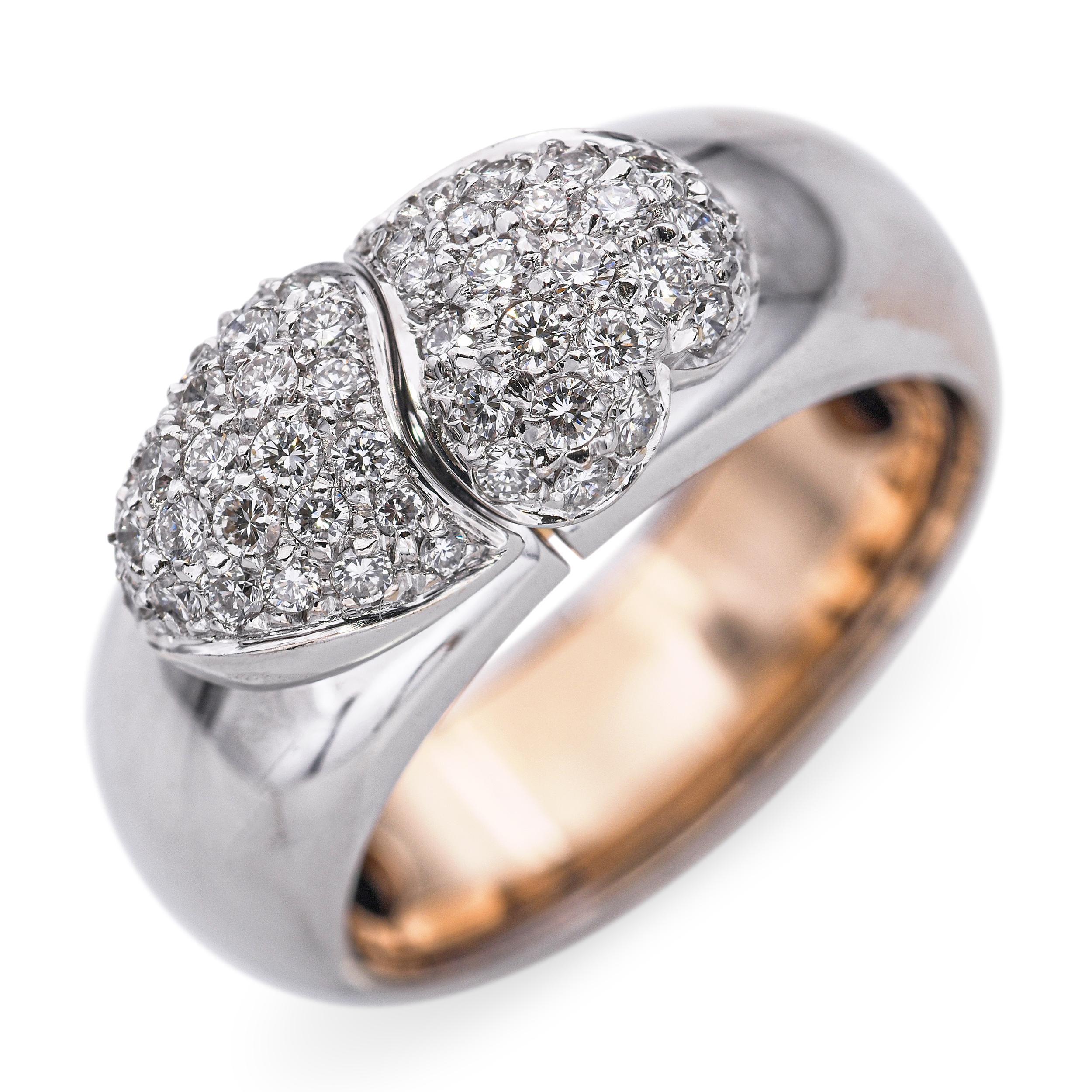 18k Rose and White Gold Diamond I Love You Ring