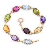 Vintage 14k Yellow Gold Multi Gemstone Link Bracelet