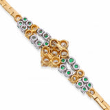 Vintage Italian 18k Yellow Gold Emerald & Diamond Bracelet
