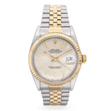 Rolex Datejust 16013 18K Gold Steel Tapestry Dial Men's Watch