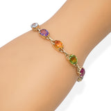 Vintage 14k Yellow Gold Multi Gemstone Link Bracelet