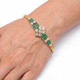 Vintage Italian 18k Yellow Gold Emerald & Diamond Bracelet