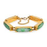 Vintage 24k Yellow Gold Jadeite Jade Chunky Link Bracelet