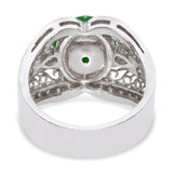 Vintage 18k White Gold 3.50ct Burmese Type A Green Jadeite & Diamond Ring