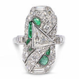 Antique Art Deco Platinum 1.58tcw Diamond and Emerald Ring