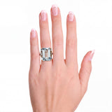 Vintage 14k Rose Gold 17.8ct Aquamarine Diamond and Ruby Ring