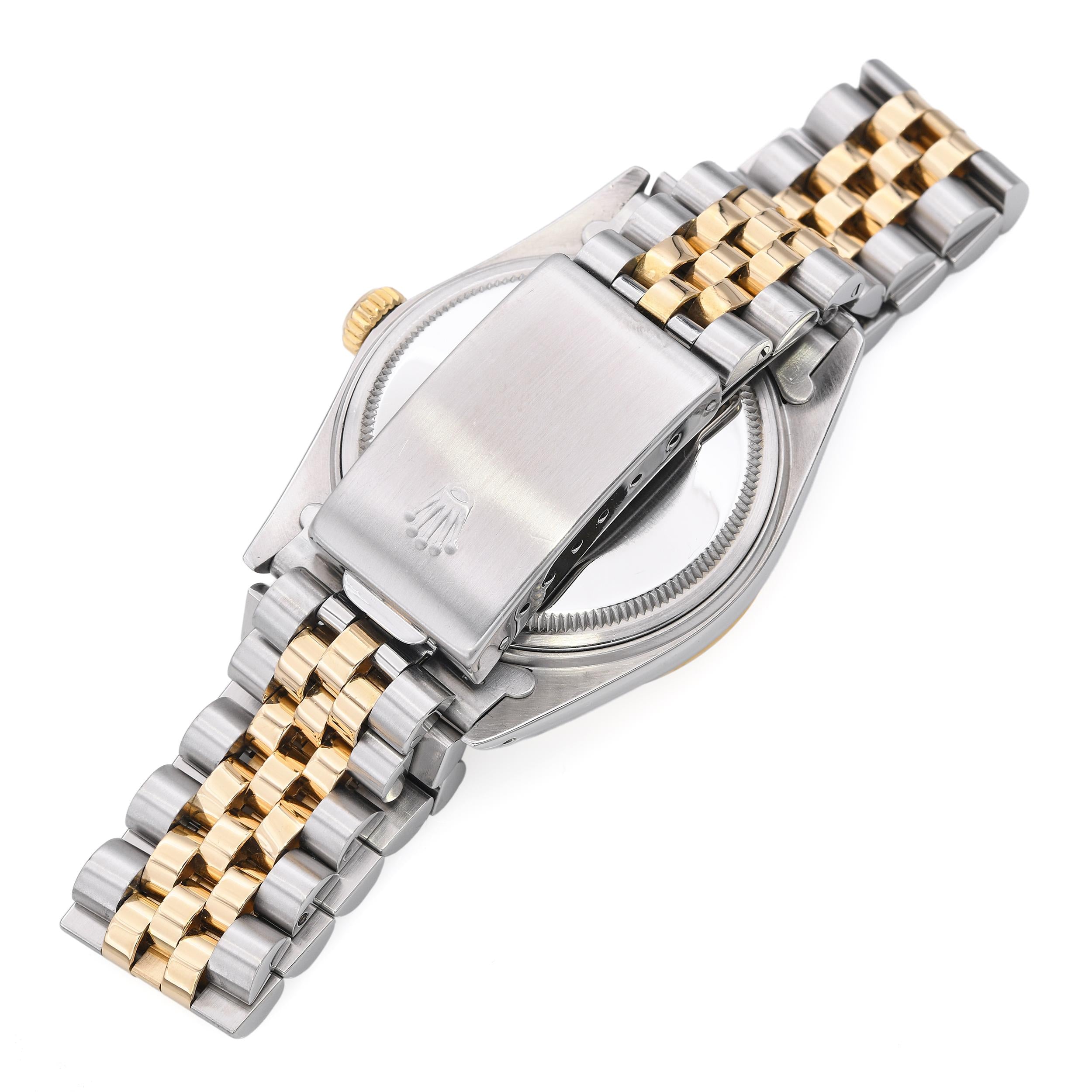 Rolex Datejust 16013 18K Gold Steel Tapestry Dial Men's Watch